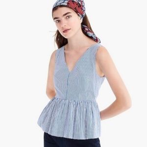 J.Crew Always V Neck Peplum Poplin Cropped Blouse Top Size 4